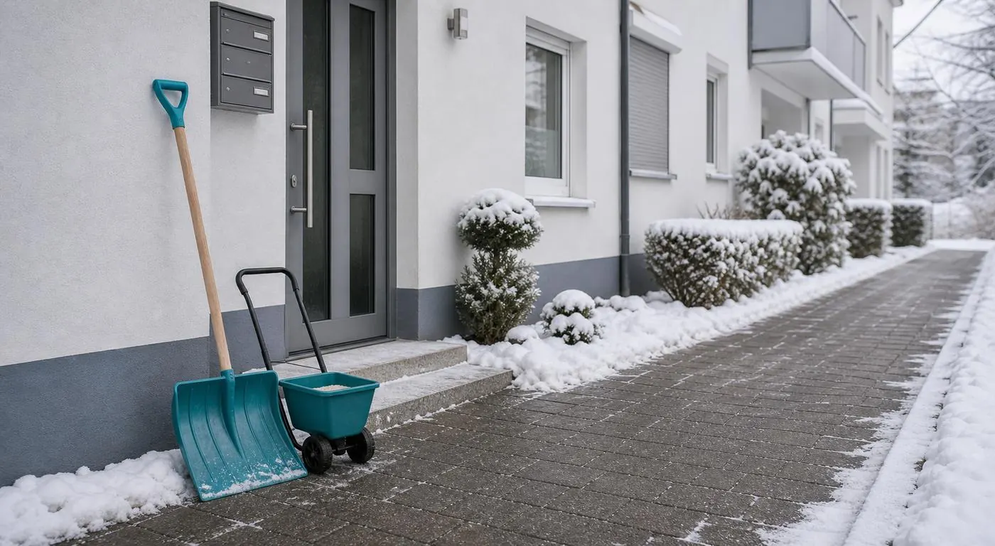Geräumter Gehweg im Winter