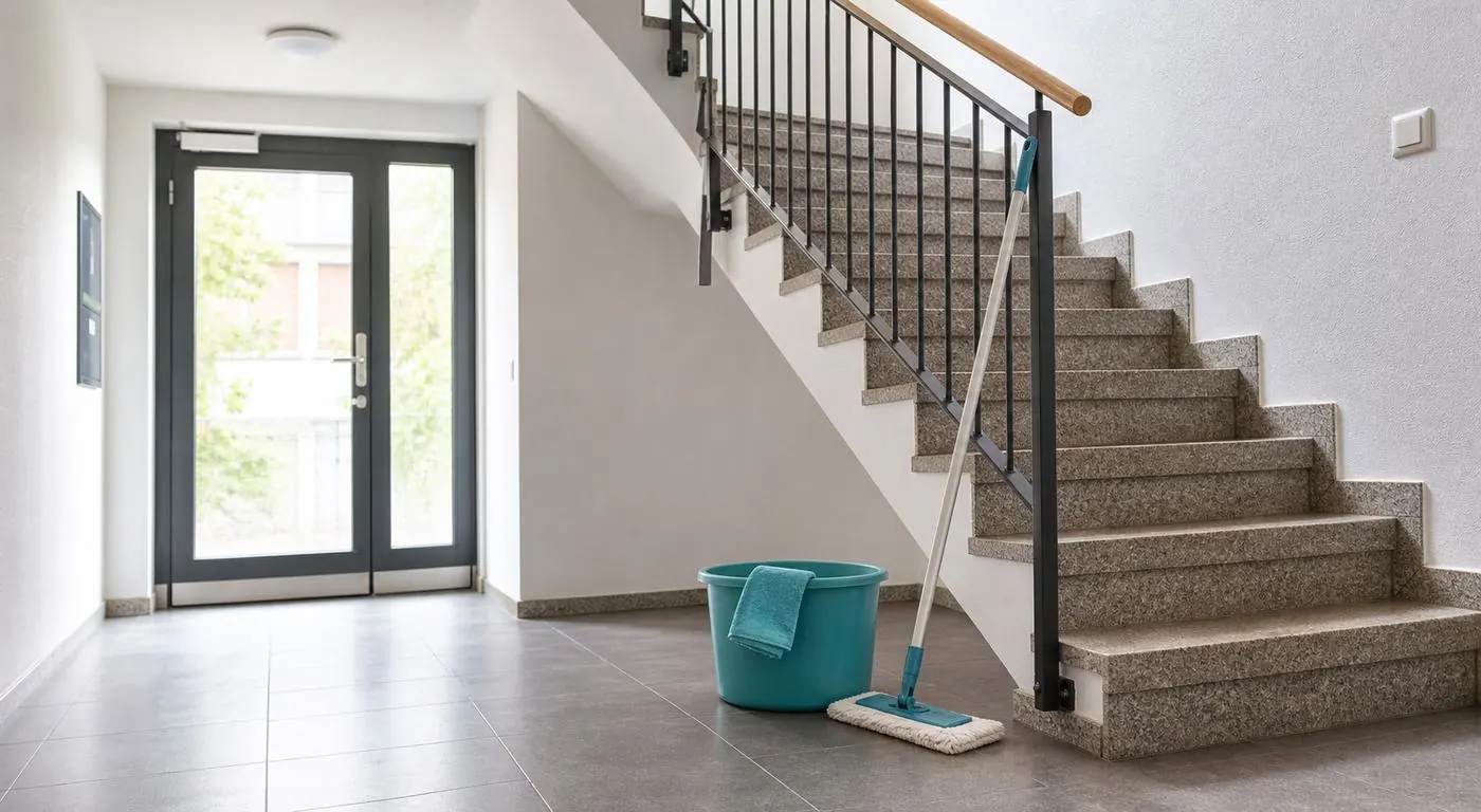 Gepflegtes Treppenhaus nach der Reinigung